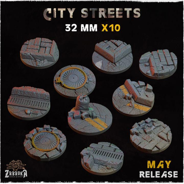 City Streets - Resin Printed Wargaming Bases