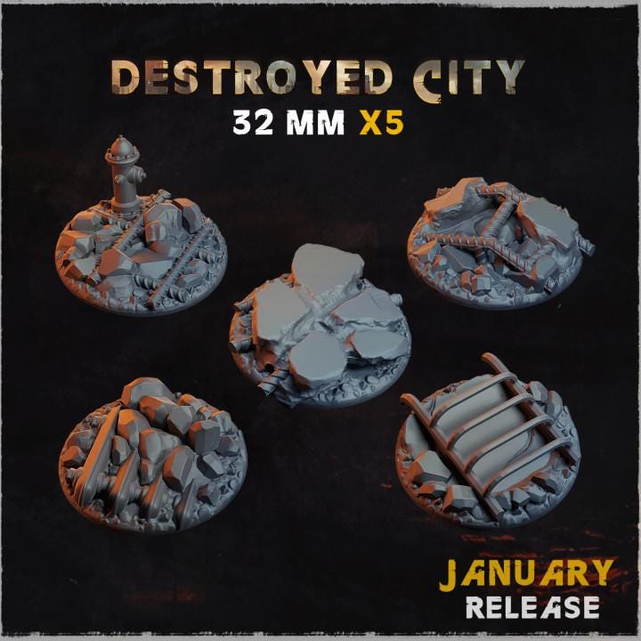 Destroyed City - Resin Printed Wargaming Bases