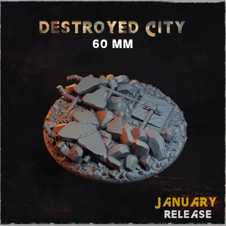 Destroyed City - Resin Printed Wargaming Bases