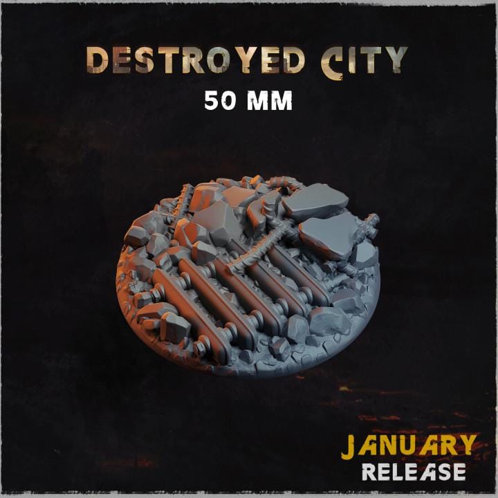 Destroyed City - Resin Printed Wargaming Bases