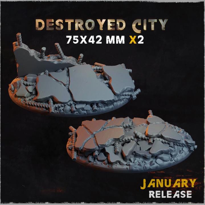 Destroyed City - Resin Printed Wargaming Bases