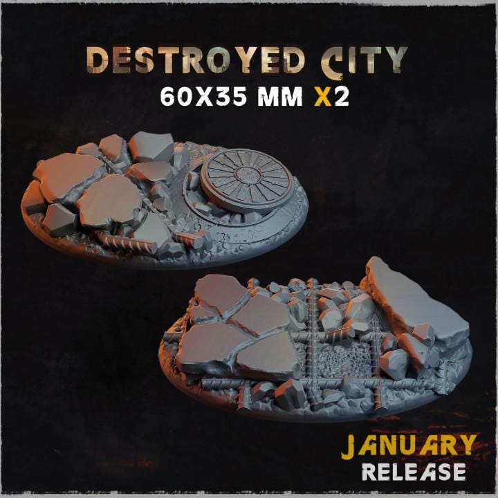 Destroyed City - Resin Printed Wargaming Bases