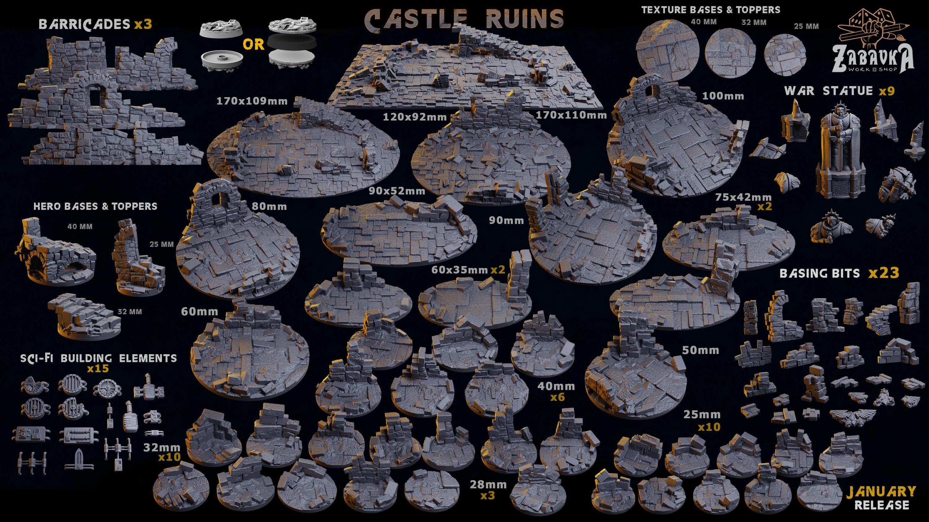 Castle Ruins - Resin Printed Wargaming Bases