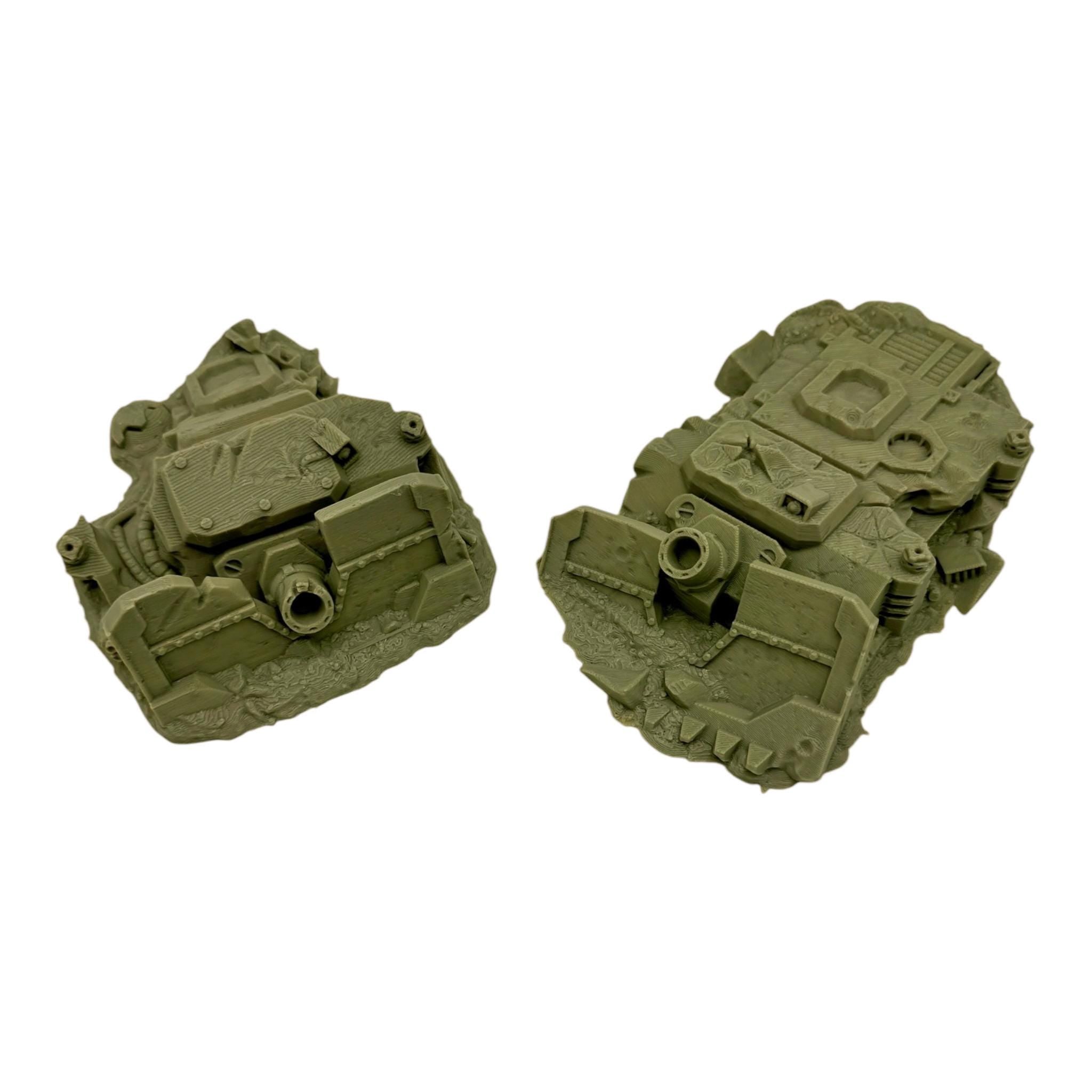 GrimDark Crashed Tanks / Txarli Factory / Legion and Wargame 3d Printed Tabletop Terrain / Licensed Printer