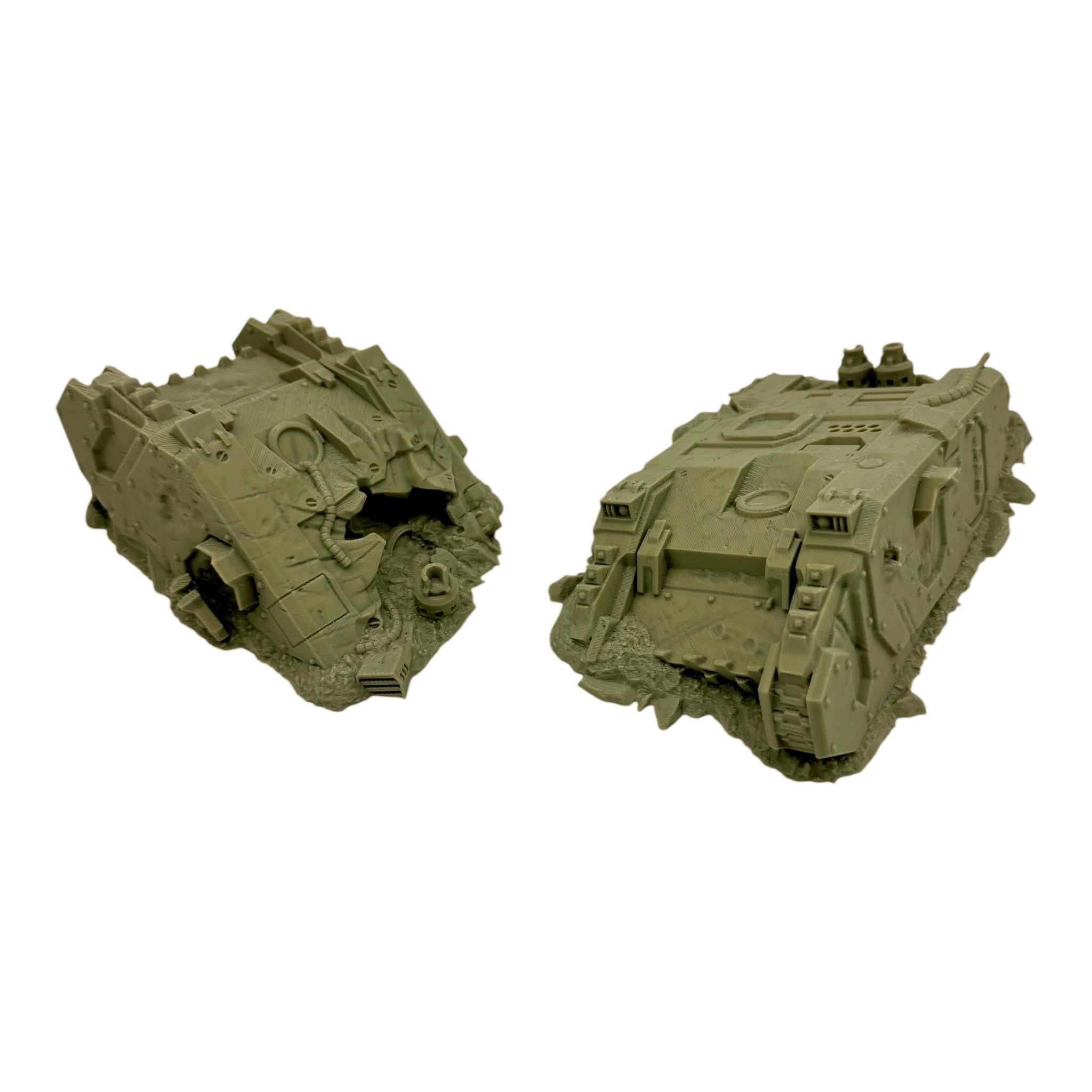 GrimDark Crashed Tanks / Txarli Factory / Legion and Wargame 3d Printed Tabletop Terrain / Licensed Printer