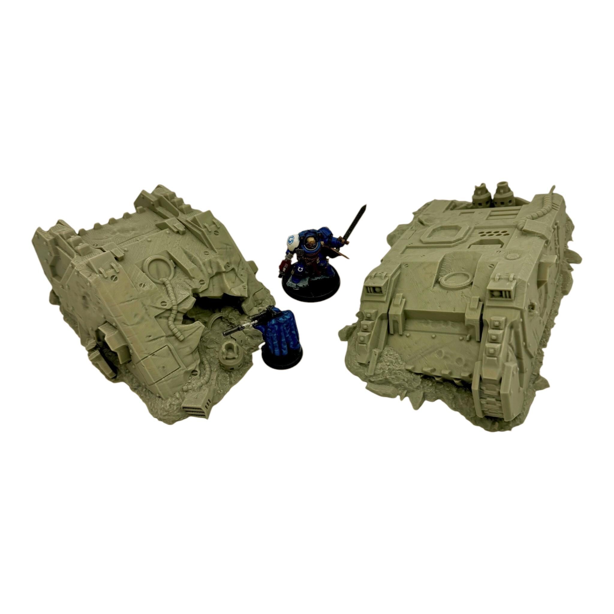 GrimDark Crashed Tanks / Txarli Factory / Legion and Wargame 3d Printed Tabletop Terrain / Licensed Printer