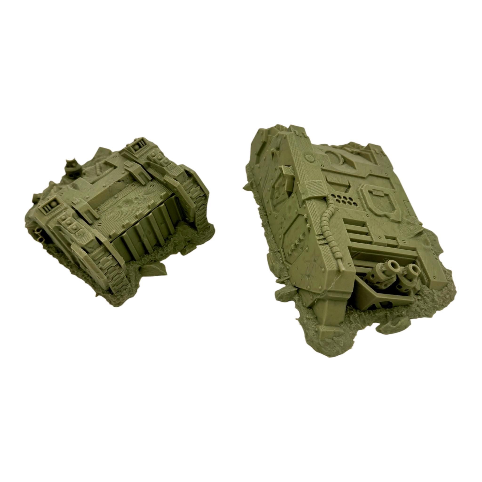 GrimDark Crashed Tanks / Txarli Factory / Legion and Wargame 3d Printed Tabletop Terrain / Licensed Printer