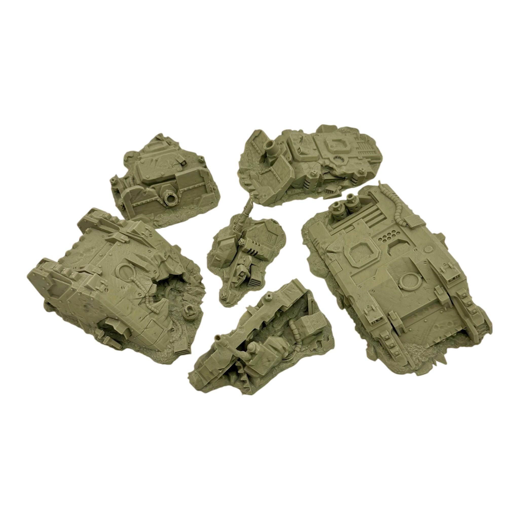 GrimDark Crashed Tanks / Txarli Factory / Legion and Wargame 3d Printed Tabletop Terrain / Licensed Printer