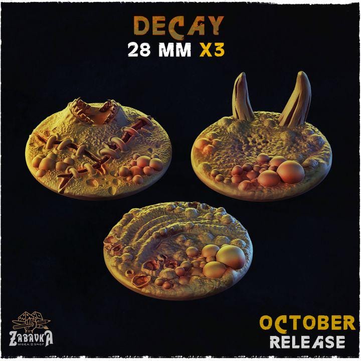 Decay Dark Fantasy Miniature Bases – 25mm 28mm 32mm 40mm Scenic Resin Bases for Tabletop Wargaming & RPG