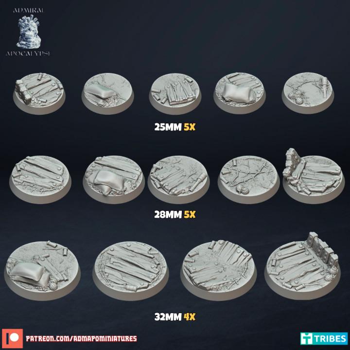 Trench Warfare Battlefield Miniature Bases – 25mm 28mm 32mm 40mm Scenic Resin Bases for Tabletop Wargaming & RPG