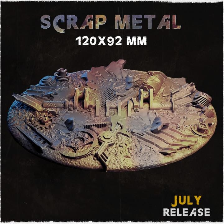Scrap Metal Industrial Miniature Bases – 25mm 28mm 32mm 40mm Sci-Fi Scenic Resin Bases for Tabletop Wargaming & RPG