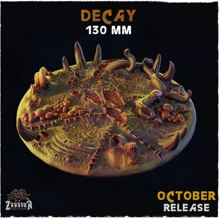 Decay Dark Fantasy Miniature Bases – 25mm 28mm 32mm 40mm Scenic Resin Bases for Tabletop Wargaming & RPG