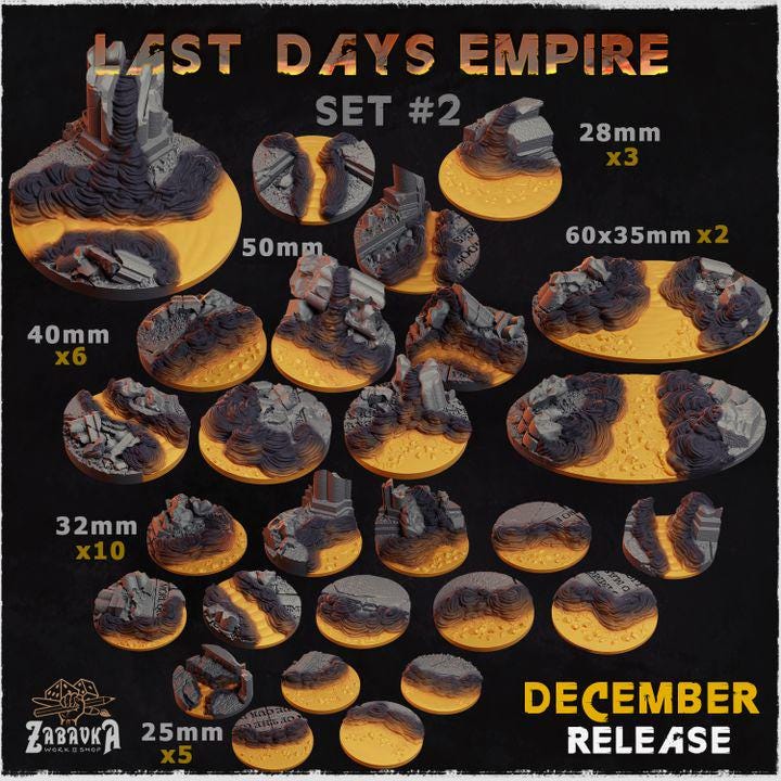 Last Days of the Empire Lava Battlefield Miniature Bases – 25mm 28mm 32mm 40mm Scenic Resin Bases for Tabletop Wargaming & RPG