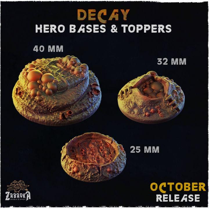Decay Dark Fantasy Miniature Bases – 25mm 28mm 32mm 40mm Scenic Resin Bases for Tabletop Wargaming & RPG