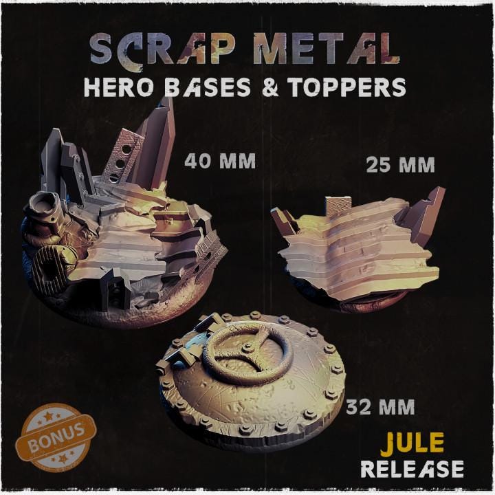 Scrap Metal Industrial Miniature Bases – 25mm 28mm 32mm 40mm Sci-Fi Scenic Resin Bases for Tabletop Wargaming & RPG