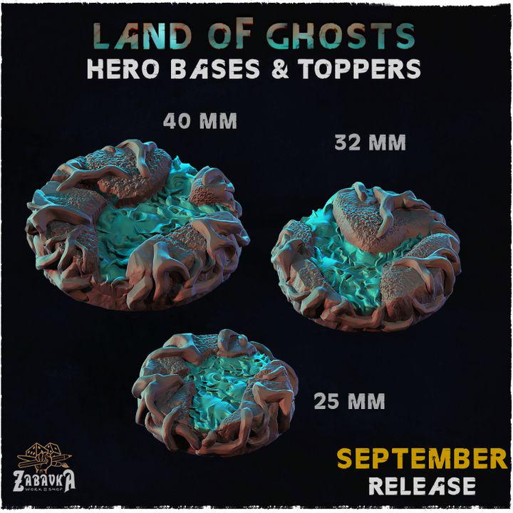 Land of Ghosts Fantasy Miniature Bases – 25mm 28mm 32mm 40mm Scenic Resin Bases for Tabletop Wargaming & RPG