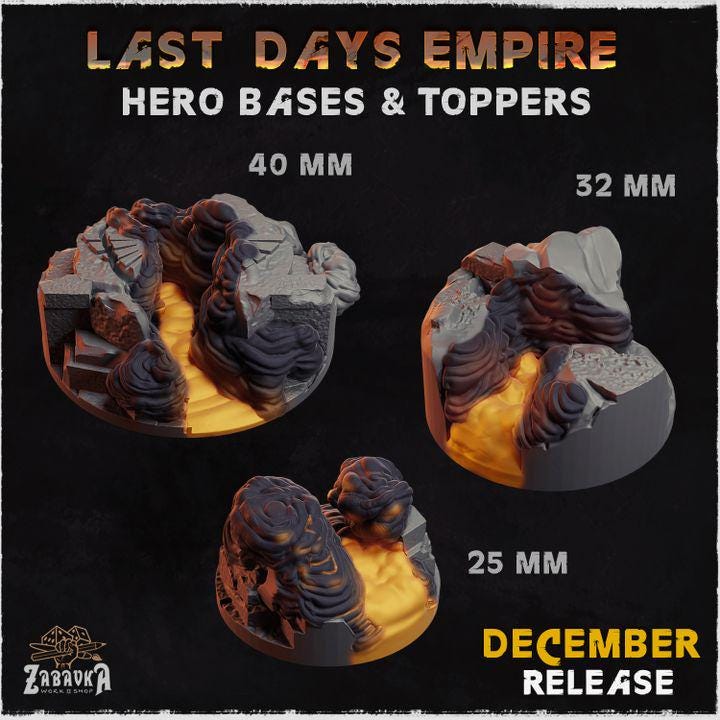 Last Days of the Empire Lava Battlefield Miniature Bases – 25mm 28mm 32mm 40mm Scenic Resin Bases for Tabletop Wargaming & RPG