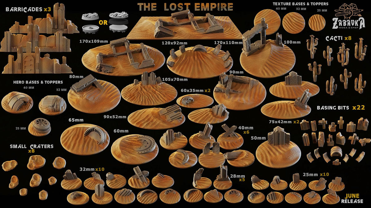 Lost Empire Ancient Ruins Miniature Bases – 25mm 28mm 32mm 40mm Scenic Resin Bases for Tabletop Wargaming & RPG
