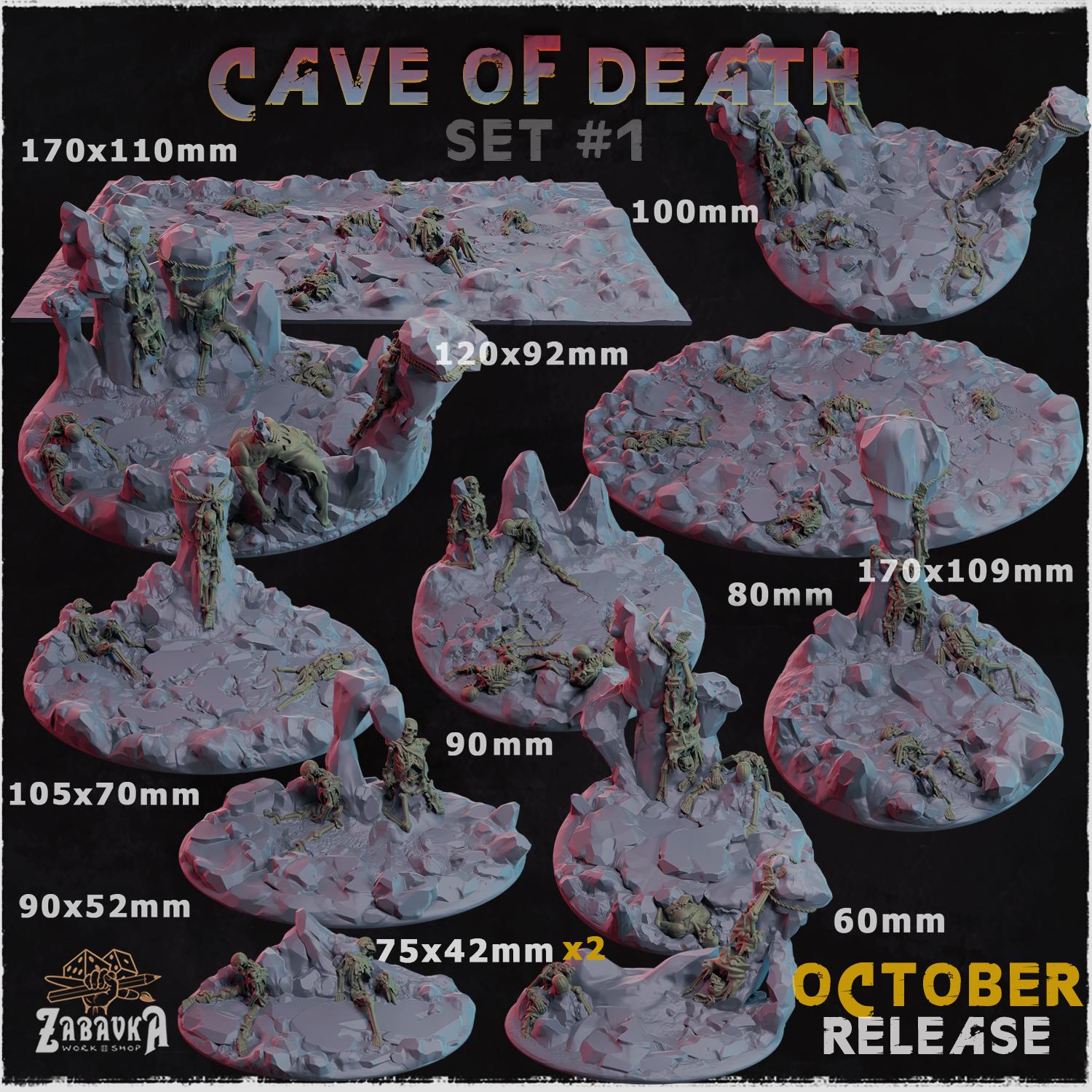 Cave of Death - Resin Printed Trench Crusade Base and Toppers