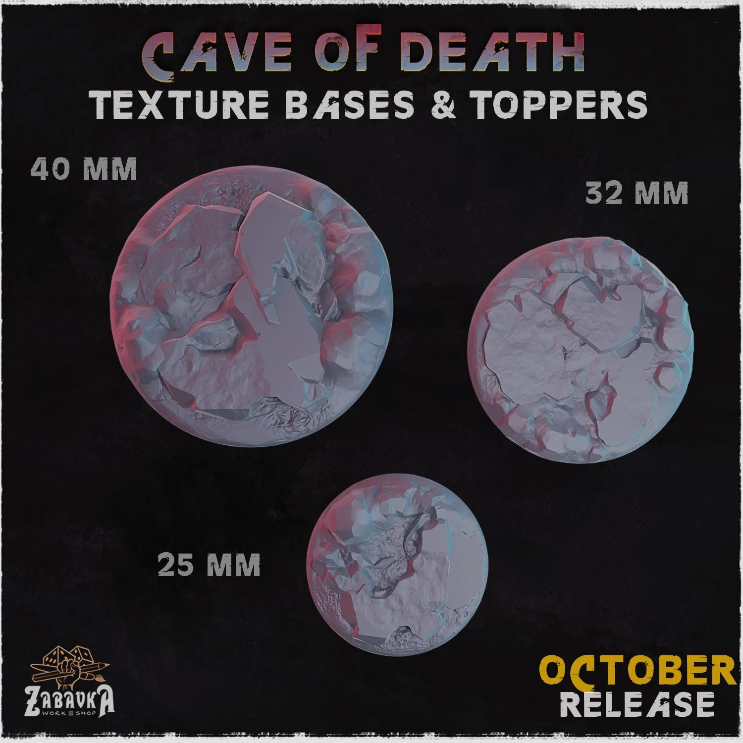 Cave of Death - Resin Printed Trench Crusade Base and Toppers