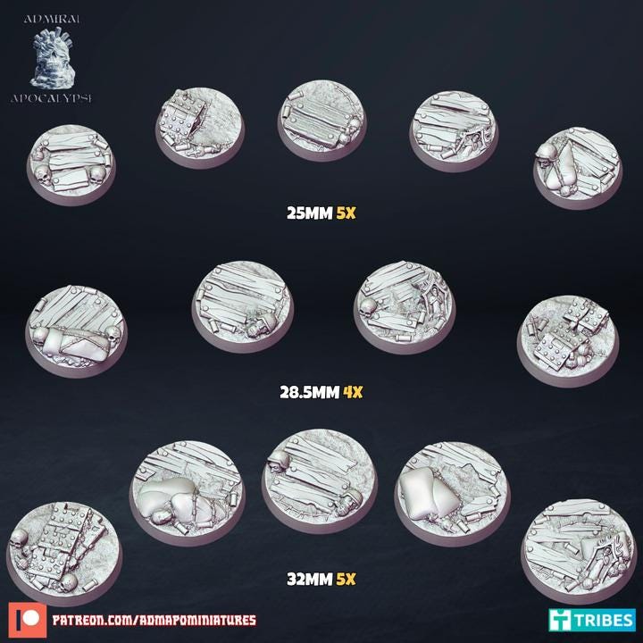 Grimdark Cursed Front Trench Miniature Bases – WW1 Themed Scenic Bases Wargaming for Tabletop RPG