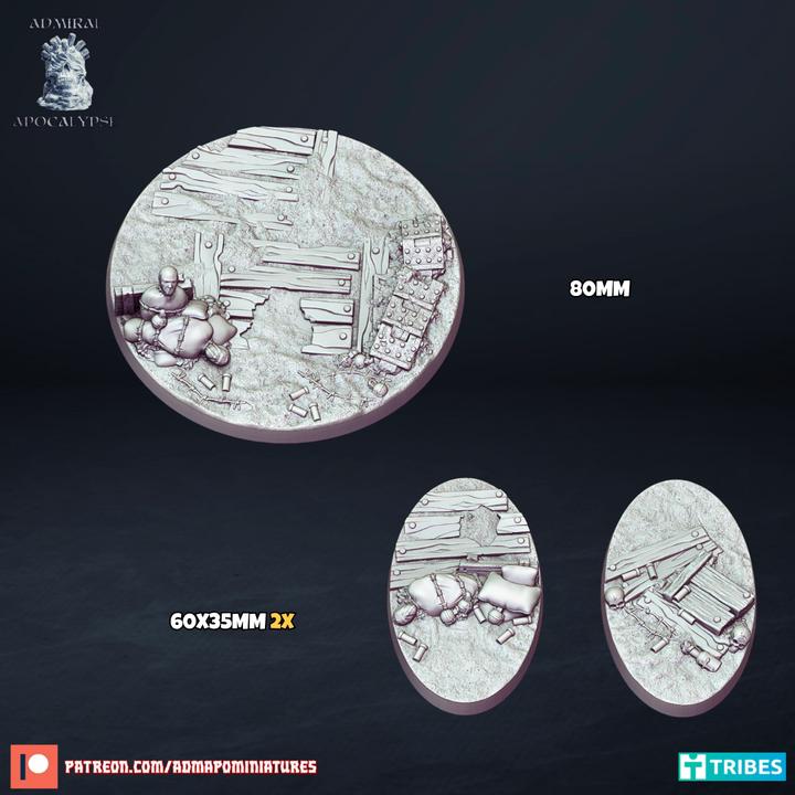 Grimdark Cursed Front Trench Miniature Bases – WW1 Themed Scenic Bases Wargaming for Tabletop RPG