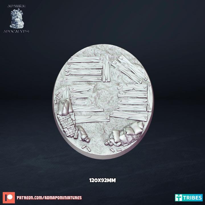 Grimdark Cursed Front Trench Miniature Bases – WW1 Themed Scenic Bases Wargaming for Tabletop RPG