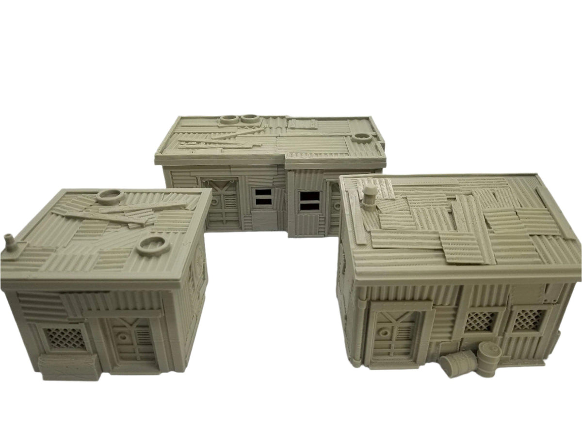 Sci-Fi Shanty Town Terrain – Frontier Slum Buildings (Tabletop Wargaming & RPG Scenery)