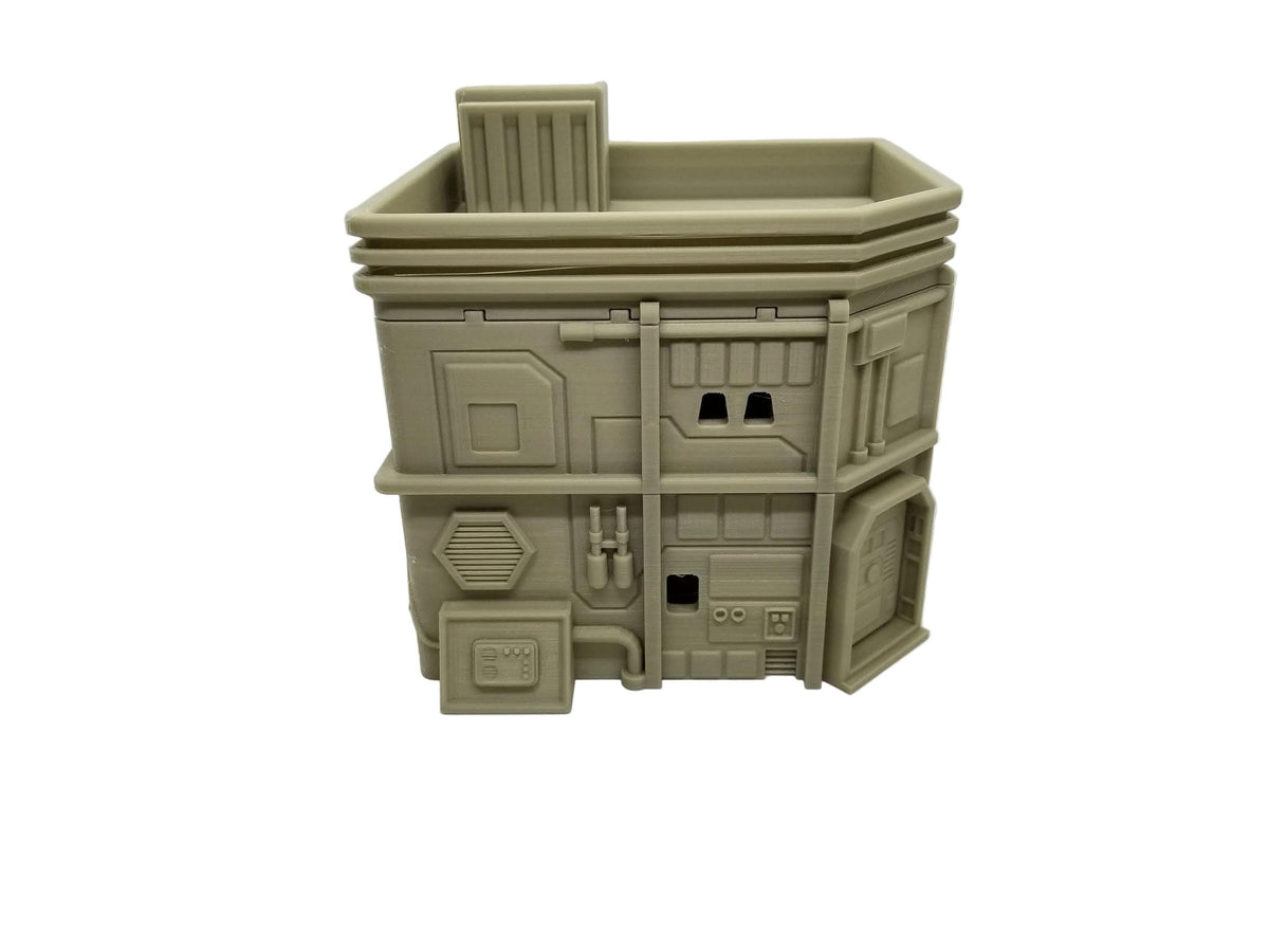 Sci-Fi City Terrain – Medium House 2 Urban Settlement Building (Tabletop Wargaming & RPG Scenery)