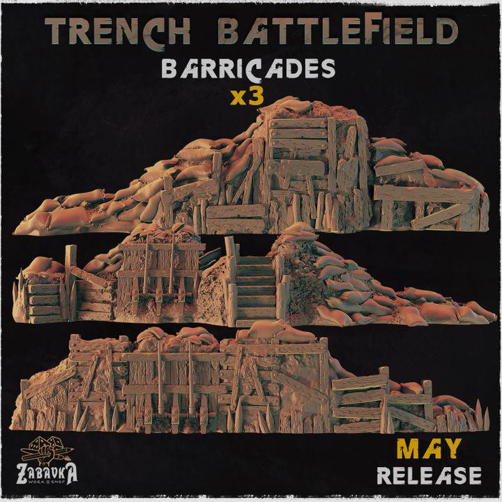 Trench Battlefield – Resin Miniature Bases for 25mm 28mm 32mm 40mm Wargaming