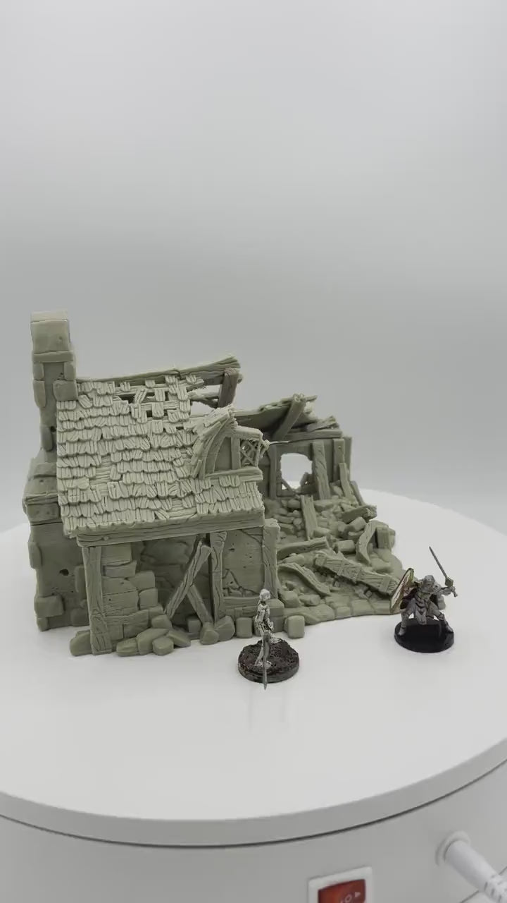 City Of Tarok - Ruined Cottage  /  28mm Wargame / RPG 3d Printed Tabletop Terrain