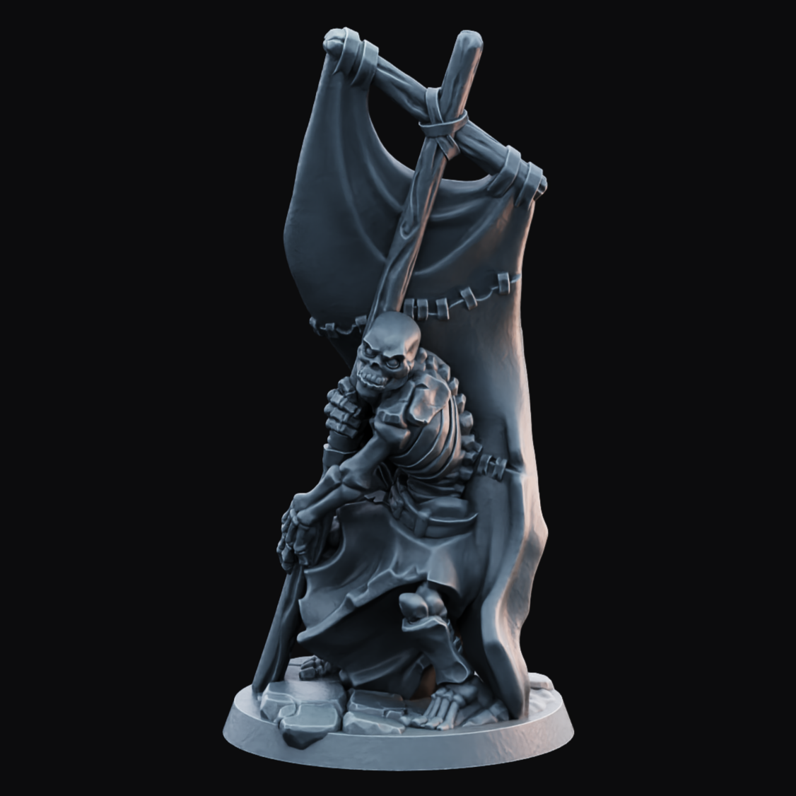 Undead Skeleton Banner - Resin Printed Miniature - Legion of the Dead