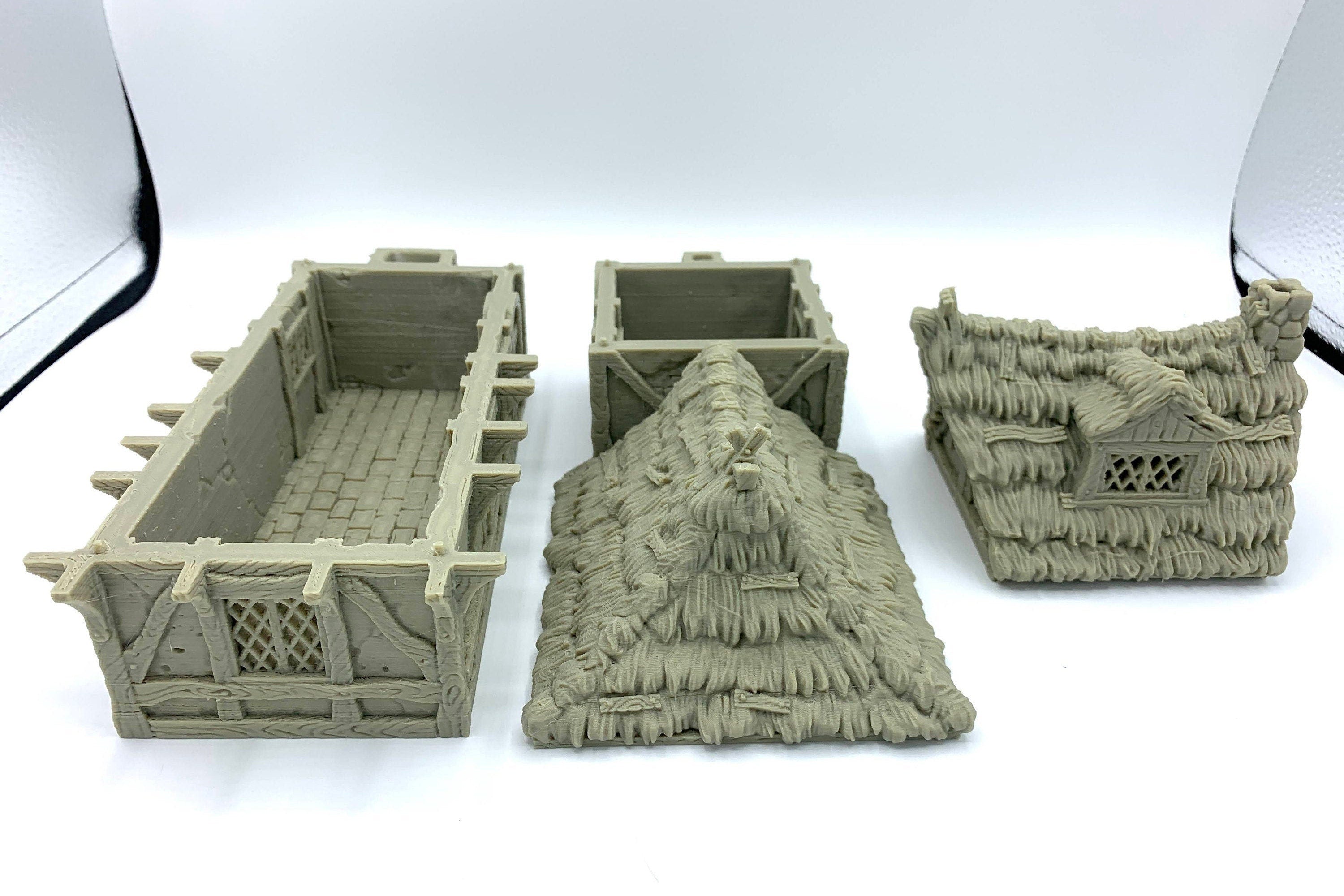 City Of Tarok - Medieval House 3 (Thatched Roof Version) / 28mm Wargame / RPG 3d Printed Tabletop Terrain
