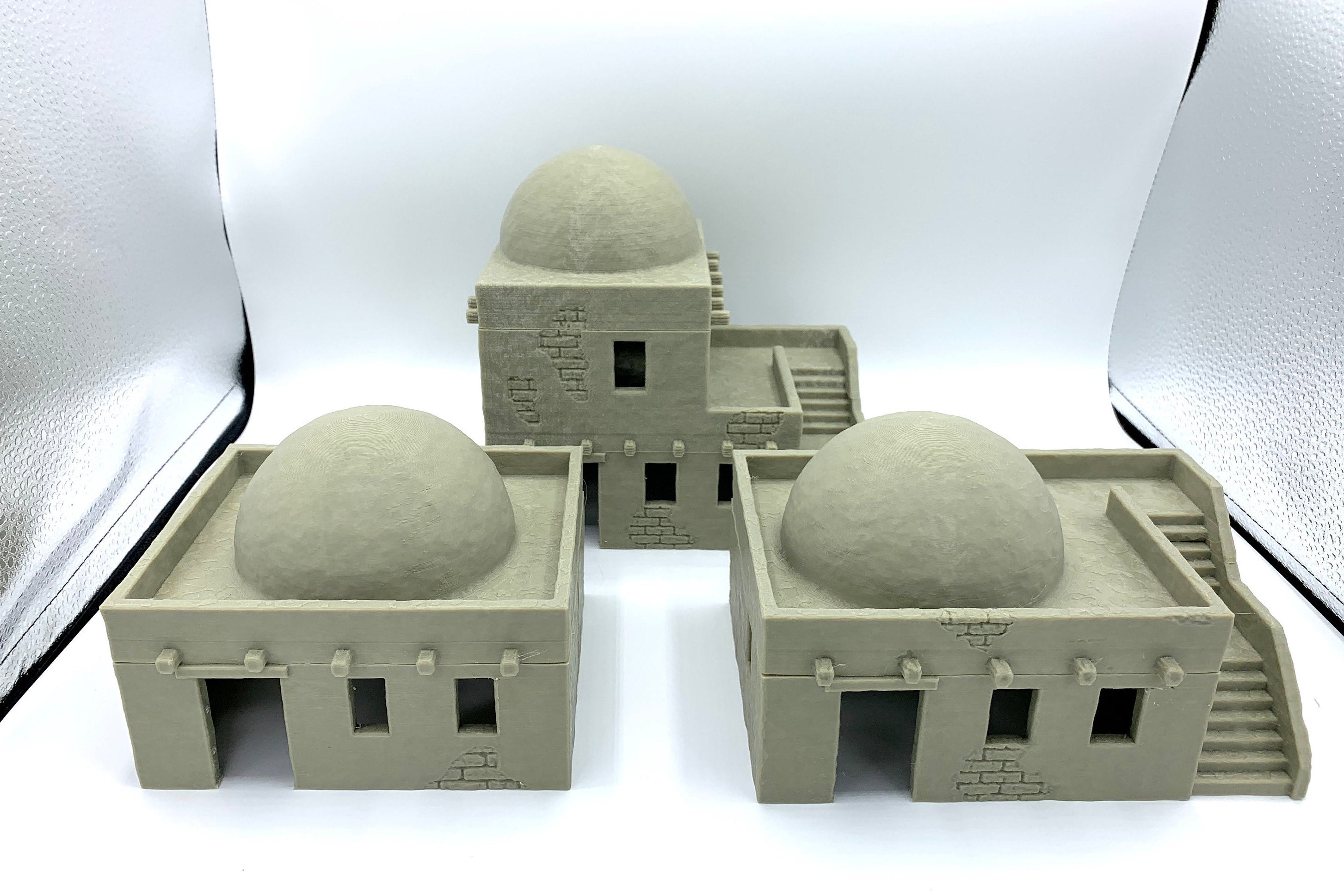 3d Printed Desert House Set Domed Roof Version / SW Legion, Sci-Fi, Historical / Tabletop Wargaming Terrain / Print to Order