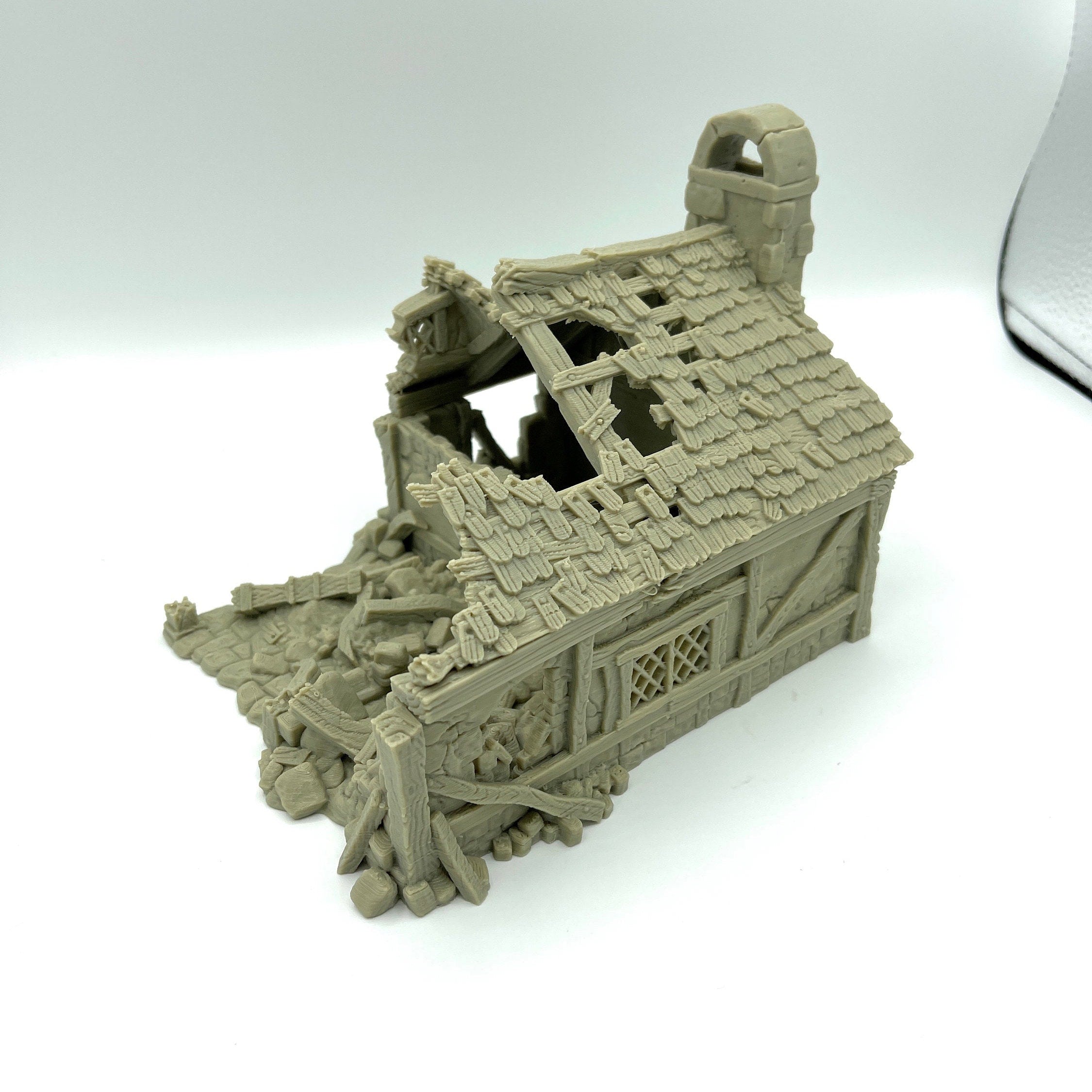 City Of Tarok - Ruined Cottage / 28mm Wargame / RPG 3d Printed Tabletop Terrain